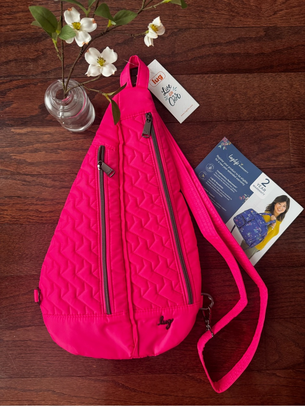 Lug Windsail Sling Backpack Bag Magenta Pink Crossbody Travel Bag - Picture 9 of 10